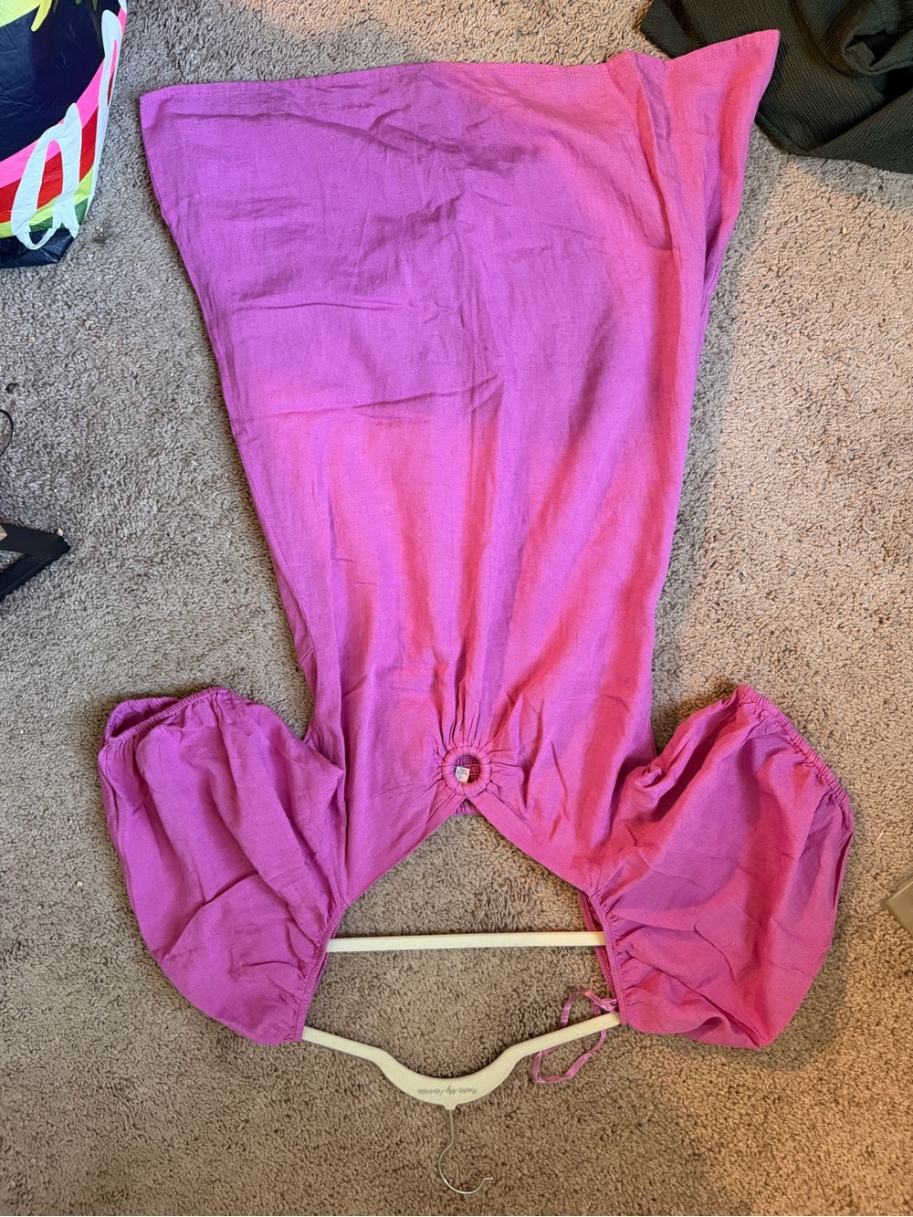 Magenta Puff Sleeve Ring-Front Mini Dress - Picture 3 of 5